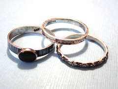 3 Bands Stone Bark Silpada Indent Thin Design Rings Sizes 11.25 & 11.5 Silver