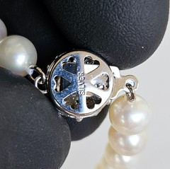 Vintage Cultured Pearl Sterling Silver Clasp Necklace & Bracelet Set
