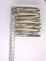 Vintage Copper Brass Bangle Bracelet Set Turquoise White Enamel Stackable Boho