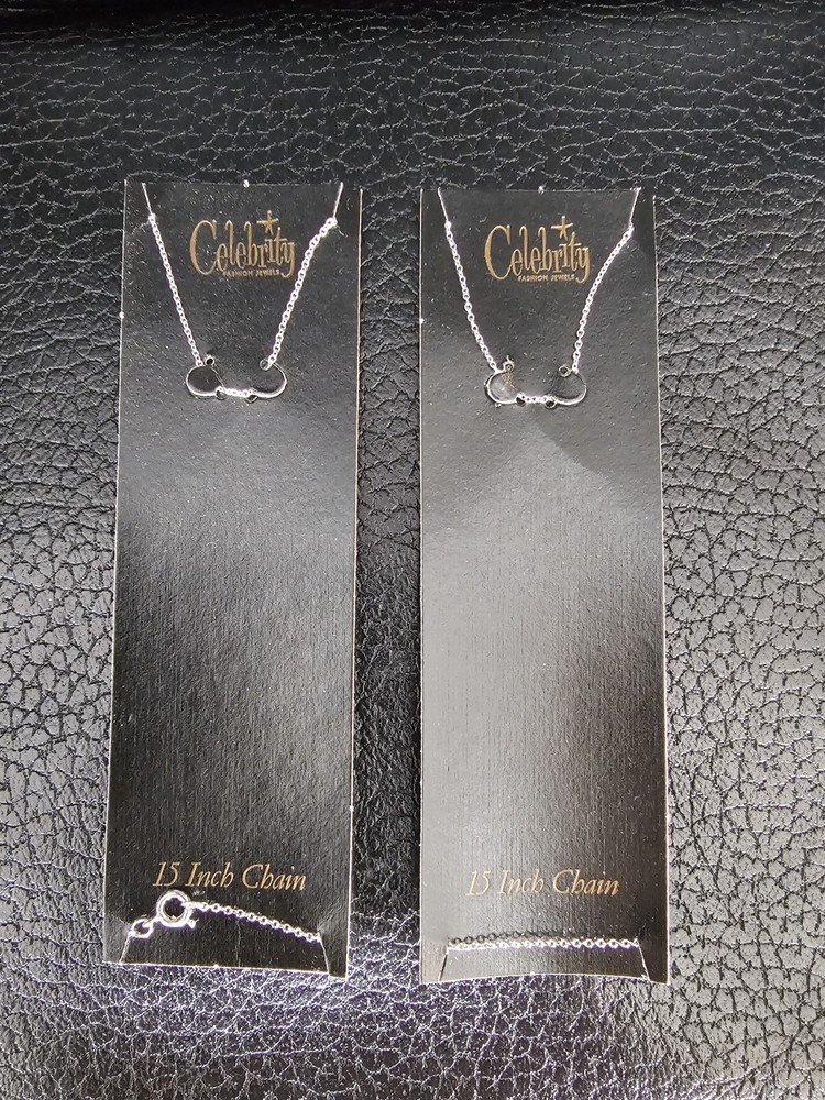 Vintage Celebrity NY Silver Tone Necklace 15″ Lot of 2 New Old Stock