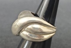 4 Sterling Silver Rings Modernist & Wide Free Form Rings Size 7-7.5