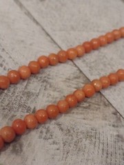 Victorian Antique 14k Gold Mediterranean Coral Orange Salmon 28in Necklace