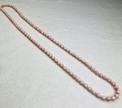 Vintage MidCentury Pink White Swirled Beaded Necklace Solid Strand Plastic