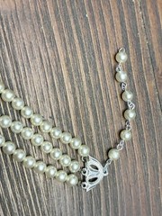 Vintage 3 String Pearl Necklace, No Clasp