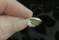 VINTAGE PLATINUM RING OLD EUROPEAN CUT CENTER STONE .85 CT