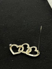 Tiffany & Co Triple Heart Brooch Pin Sterling Silver 925 Open Heart Design 1984