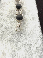 ADMARK, NEW OLD STOCK, SIX ONYX BRACELET WITH SAFETY CHAIN 12K GOLD FILLED ADM60