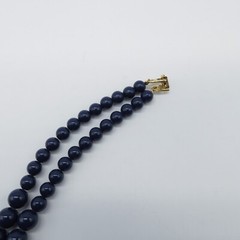 VTG Napier Graduated Beaded Necklace Dark Blue Boho Everyday Wear 24″