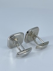 Cufflinks Mother of Pearl square flat MOP polished silver tone 7/8″