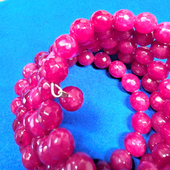 Red Carnelian Wire Wrap Bracelet w/107 7mm faceted Stones Fits All Sizes