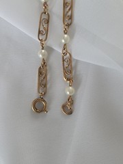 Van Dell 1/20 12K GF Gold Filled Cultured Pearl Link Bracelet