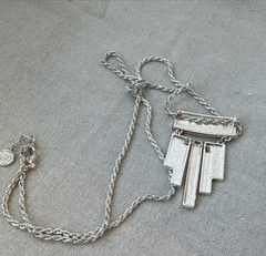 Brutalist Modernist chunky Mirror abstract chain 1990s Necklace Metal Jewelry