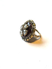 ANTIQUE 1860 MULTI STONE RING ROSE GOLD GARNET CITRINE SIZE 4.5 GOOD COND 10KT