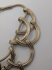 VTG St. Thomas Heavy Gold Tone Interlocking Crescent Bib Statement Necklace 117g