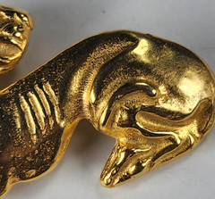 Metropolitan Museum of Art MMA Gold Washed Brass Scythian Lion Brooch Pin 1970s