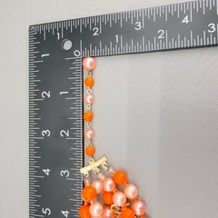 Vintage Beaded Necklace Pink Orange Glass Plastic Bubblegum 13-15″