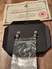 Vintage JBK Camrose & Kross Simulated Emerald CZ Silver Tone Clip On Earrings
