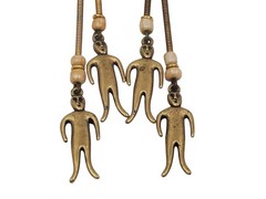 VTG Rare Figural Person Art Deco Artisan Handmade Hook Dangle Pierced Earrings