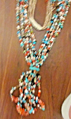 VTG. SW 5 STRAND BEADED NECKLACE W/JACKLAS, & SQUAW WRAP 23 ” LONG