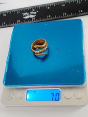 Spain 18kt Gold Chased Brass Coiled Snake Ring Size 8.5 7g