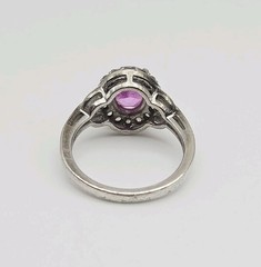 J Holman JH Sterling Silver 1.85ct Pink & White Topaz Halo Ring Size 7
