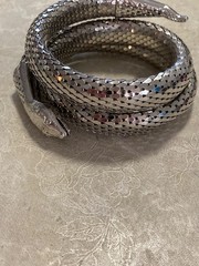 WHITING & DAVIS Silver Tone Mesh Snake Wrap BRACELET Very Good Condition