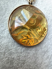 UNIQUE WOW Yellow Gold Bird Amulet Costume chunky VTG Style 1970s 1990s Necklace