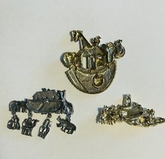 Vtg 3 Brooches JJ Signed Noah Ark Designer Don Lin, JJ & AJC Religious Vintage