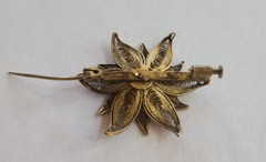 800 Silver Gold Vermeil Cannetille Filigree Vintage Floral Pin – Trombone Clasp