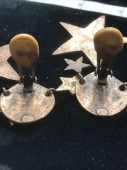 Vintage High End Fashion Jewlery Copper Moon & Stars Clip-on Earrings