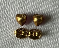 New Old Stock VTG Genuine Austrian Crystal Pink Stud Heart Gold Tone Earrings