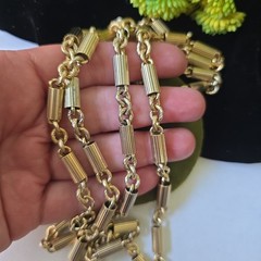 Vintage 70s Sarah Coventry Gold Tone Textured Metal Beads Chain Necklace 52″ L