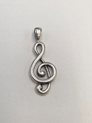 Vintage 925 Sterling Silver Treble Clef Pendant