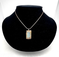 Vintage 925 Silver And Gold Necklace With Green Stone Delicate And Special.