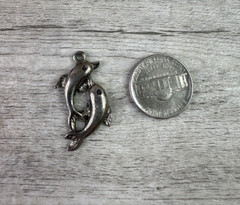 Vintage Unbranded Double Dolphin Pendant Charm Silver Tone Pendant ONLY