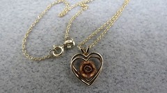 Gold Filled Heart Pendant Marked 14k GF PPC Rose Gold Flower Vermeil Chain 17.75