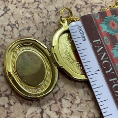 Vintage Style ROSE Cameo Locket Pendant Necklace Roman Woman Gold Tone Valentine