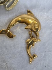 Lot Of 5 Brooches Frog Dolphin Angel Bow ( Bunny Marked Liz Claiborne)