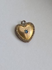 Victorian GF Puffy Heart Pendant with a small Opal Monogram Anna