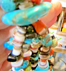 VTG. SW 5 STRAND BEADED NECKLACE W/JACKLAS, & SQUAW WRAP 23 ” LONG