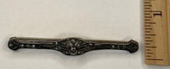 Antique Signed Sterling Top 925 Art Deco Rhinestone Paste 2.75” Bar Pin Brooch