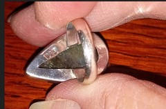 Vintage 925 Sterling Labradorite Ring. Stone is 1 in long, Sz 6 3/4
