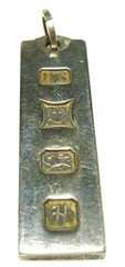 STERLING SILVER ENGLISH INGOT DOG TAG PENDANT JUBILEE FOB BAR COLLECTOR LOT 10
