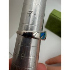 925 sterling silver ring featuring a blue fire opal inlay sz 8