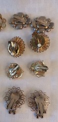 Lot Collection of 14 pairs of Vintage Clip-On Earrings Rhinestones Faux Pearls