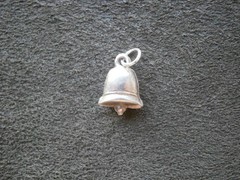 Small Plain Simple Bell Vintage Puffed Sterling Silver Bracelet Charm Pendant
