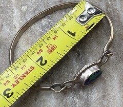 Vintage Mexico Sterling Silver & Blue/Green Stone Bracelet Bangle