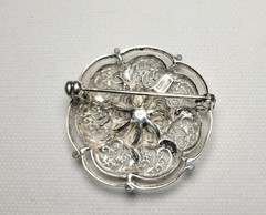 Vintage Sterling 925 German Filigree Flower Brooch 1.25 Inch 4.81gr