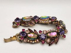 Vintage Juliana D&E Purple Watermelon Heliotrope 5 Link Bracelet Verified