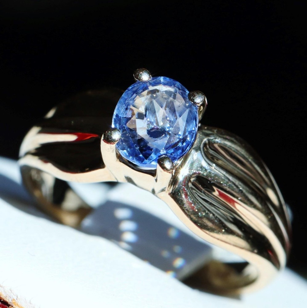 14k yellow gold 0.60ct tanzanite solitaire size 6 ring heated vintage 3.30gr